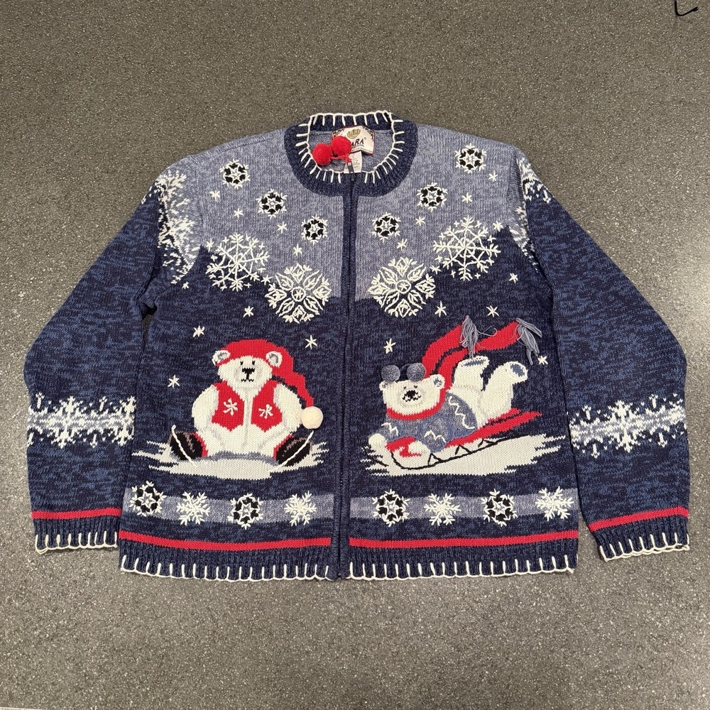 Tiara  Vintage Womens Large‎ Winter Snowflake Polar Bear Sweater